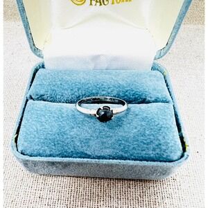 Vintage Clark & Coombs Sterling Silver Black Pearl Tulip Crown Setting Ring 6.5